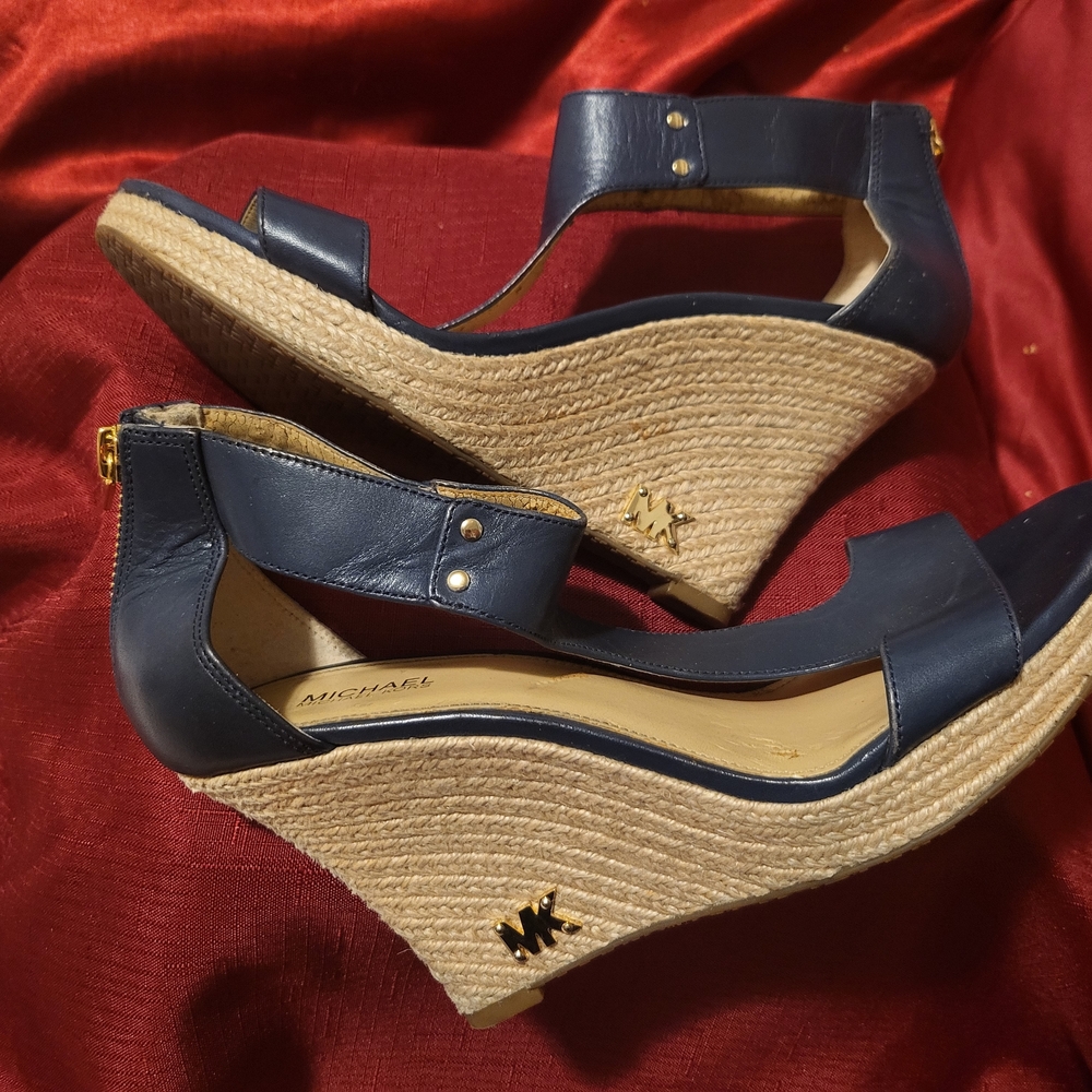 Michael Kors Dark Blue Wedge Sandals